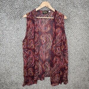Bob Mackie Cardigan Womens Plus‎ 2X Sheer Chiffon Paisley Open Wearable Art